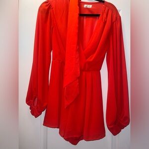 Elegant Red Long Sleeve Dress